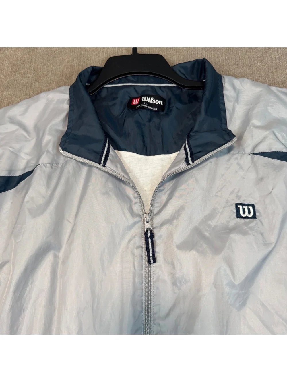 Wilson Staff Jacket Mens 2XL Golf Windbreaker Insulated Lined Striped Gray